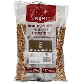 Zrębki do wędzenia/grillowania, dąb, 450 g, kl. 8 | BROWIN, 780834