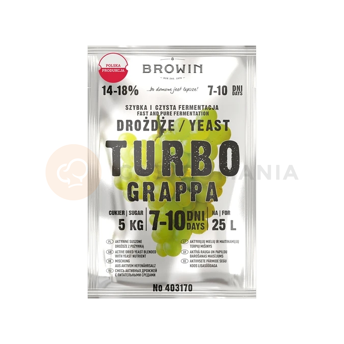 Drożdże gorzelnicze Turbo Grappa 7-10 dni, 120 g | BROWIN, 403170