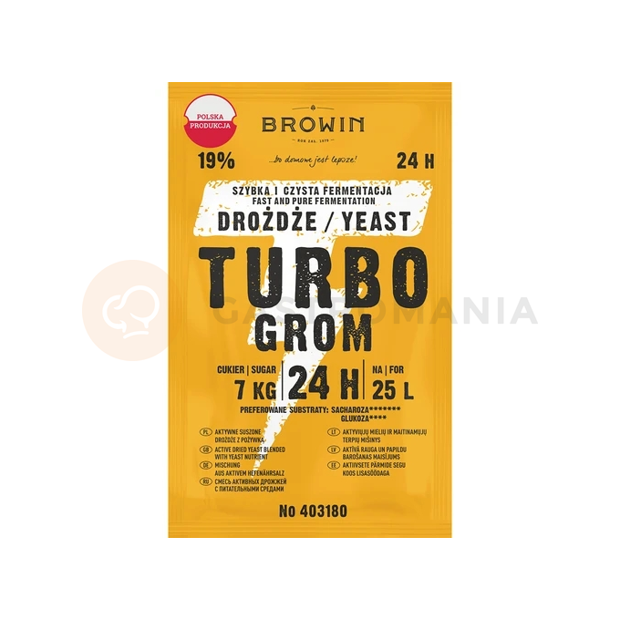 Drożdże gorzelnicze Turbo Grom 24 h, 180 g | BROWIN, 403180