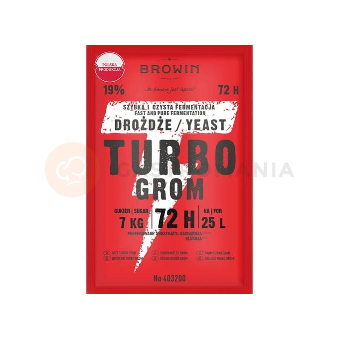 Drożdże gorzelnicze Turbo Grom 72 h, 120 g | BROWIN, 403200