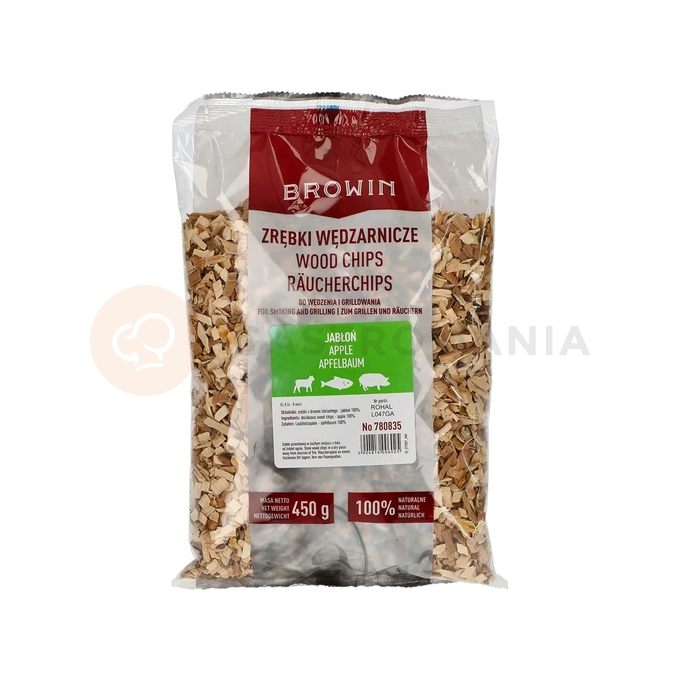 Zrębki do wędzenia/grillowania, jabłoń, 450 g, kl. 8 | BROWIN, 780835