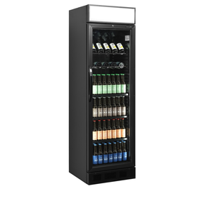 Stylowa czarna chłodziarka na butelki z daszkiem | TEFCOLD, CEV 425 CP BLACK