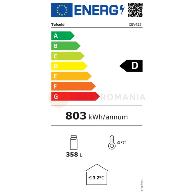 Jednodrzwiowa szafa chłodnicza ze szklanymi drzwiami | TEFCOLD, CEV 425 1 LED