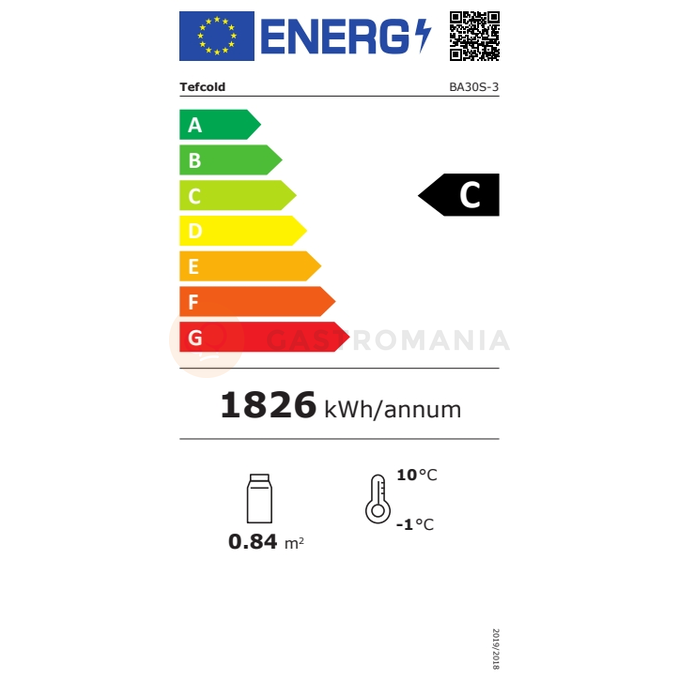 Minibar, szklane drzwi przesuwne | TEFCOLD, BA 30 S-3