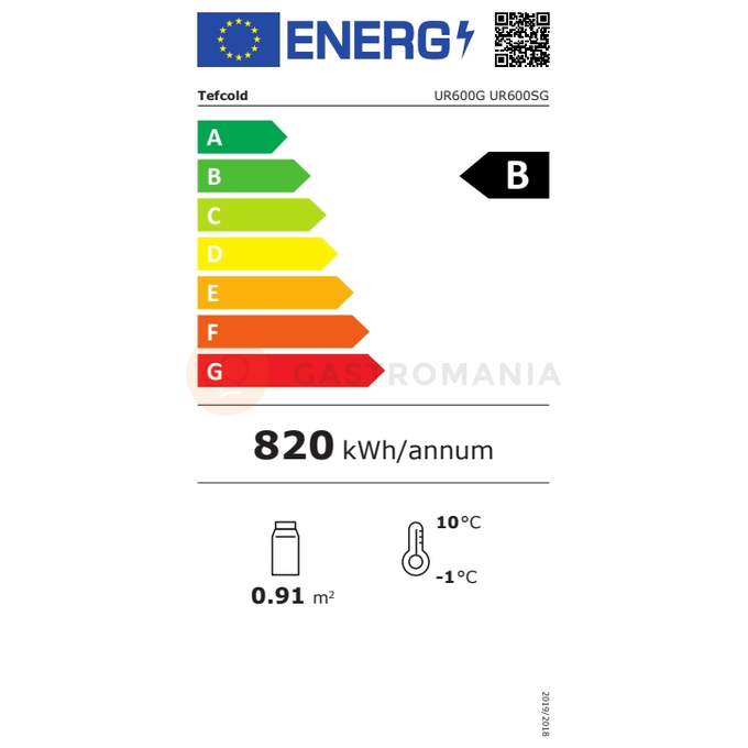 Szafa chłodnicza ze szklanymi drzwiami, biała | TEFCOLD, UR 600 G