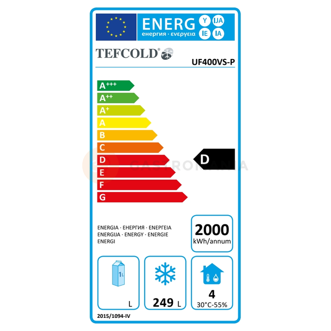 Szafa mroźnicza z pełnymi drzwiami, stal nierdzewna | TEFCOLD, UF 400 VS