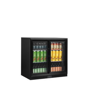 Minibar z przesuwnymi przeszklonymi drzwiami, czarny | TEFCOLD, DB201S