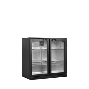 Minibar ze szklanymi drzwiami skrzydłowymi, czarny | TEFCOLD, BA21H