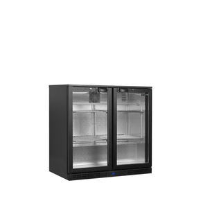 Minibar ze szklanymi drzwiami skrzydłowymi, czarny | TEFCOLD, BA26H