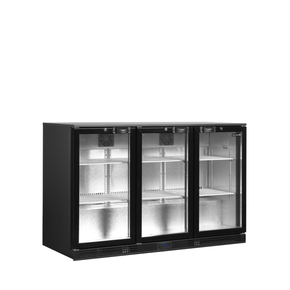 Minibar ze szklanymi drzwiami skrzydłowymi, czarny | TEFCOLD, DB301H-3