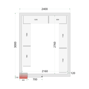 Panele do komór chłodniczych modułowych z izolacją 120 mm | TEFCOLD, CR 240x300x220