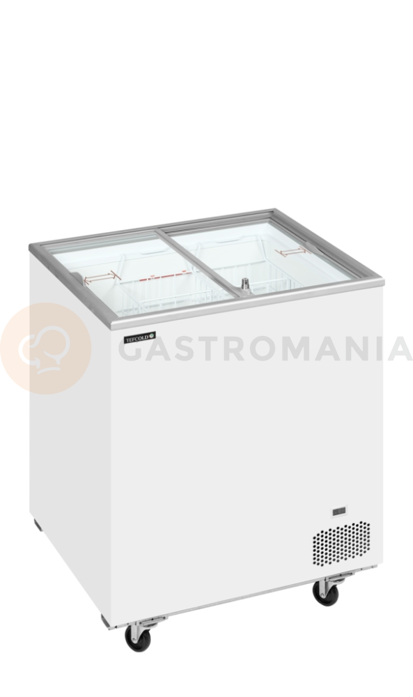 Zamrażarka skrzyniowa ze szklaną płaską przesuwaną pokrywą