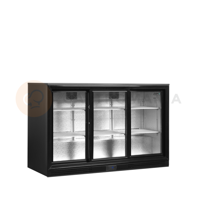 Minibar z przesuwnymi przeszklonymi drzwiami, czarny | TEFCOLD, DB301S-3