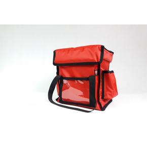 Torba na 4 opakowania obiadowe 20x25 cm z nylonu, zamknięcie na magnes, czerwona z czarnymi obszyciami | FURMIS, LUNCHBOX 4
