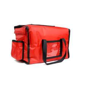 Torba na 6 opakowań obiadowych 20x25 cm z nylonu, zamknięcie na magnes, czerwona z czarnymi obszyciami | FURMIS, LUNCHBOX 6