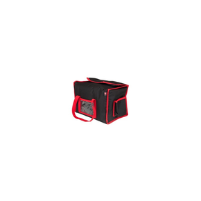 Torba podgrzewana na 4 opakowania obiadowe 20x25 cm z kodury, zamknięcie na rzep, czarna z czerwonymi obszyciami | FURMIS, LUNCHBOX 4P