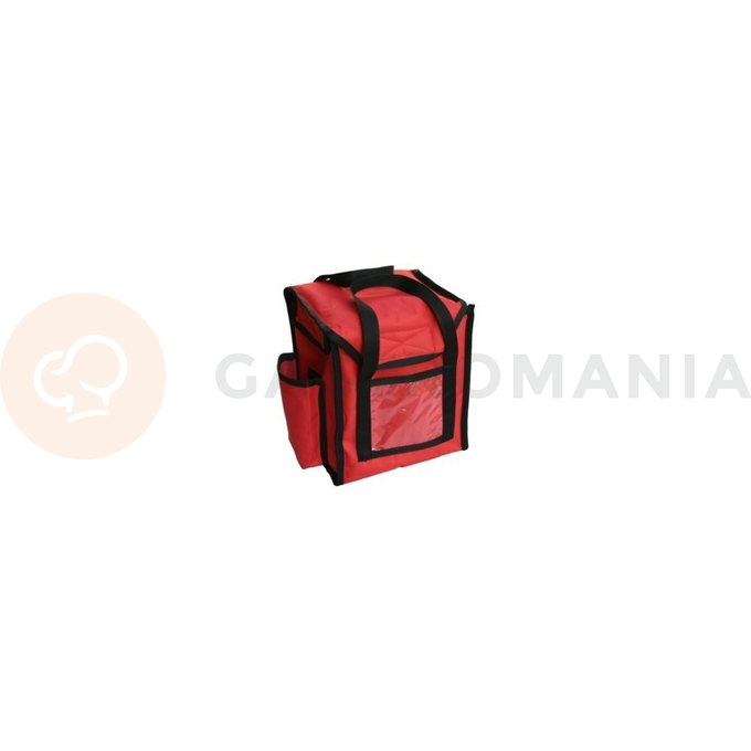 Torba na 4 opakowania obiadowe 20x25 cm z kodury, zamknięcie na rzep, czerwona z czarnymi obszyciami | FURMIS, LUNCHBOX 4