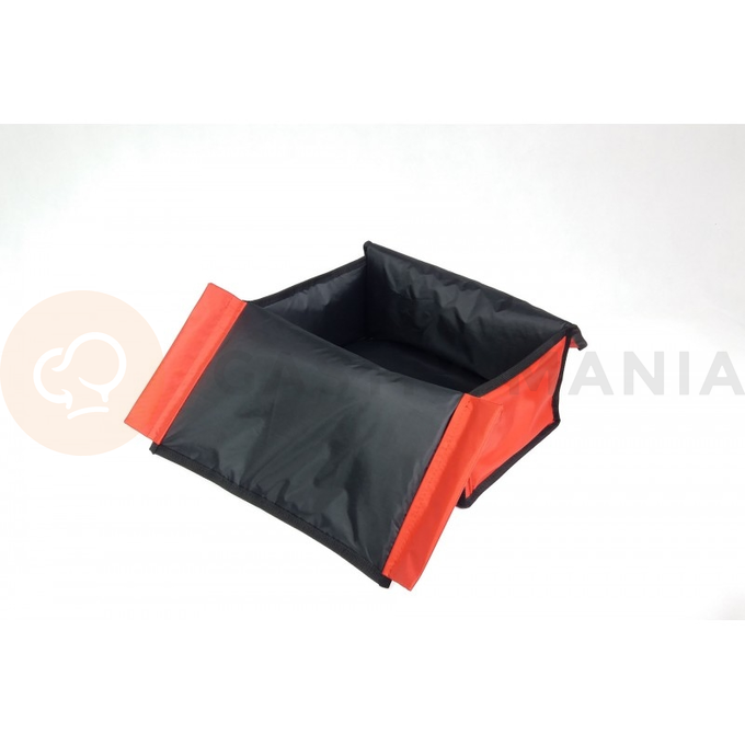Torba podgrzewana na 4 opakowania obiadowe 20x25 cm z nylonu, zamknięcie na magnes, czerwona z czarnymi obszyciami | FURMIS, LUNCHBOX 4P
