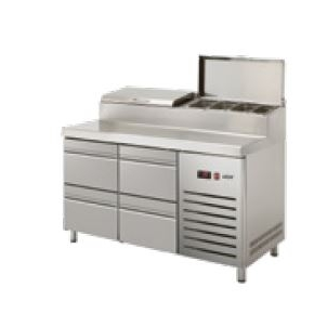 Stół do pizzy zespolony 700 mm GN 1/1 1342x700x1050 mm | ASBER, ETPZ-135-04 HC 90NS