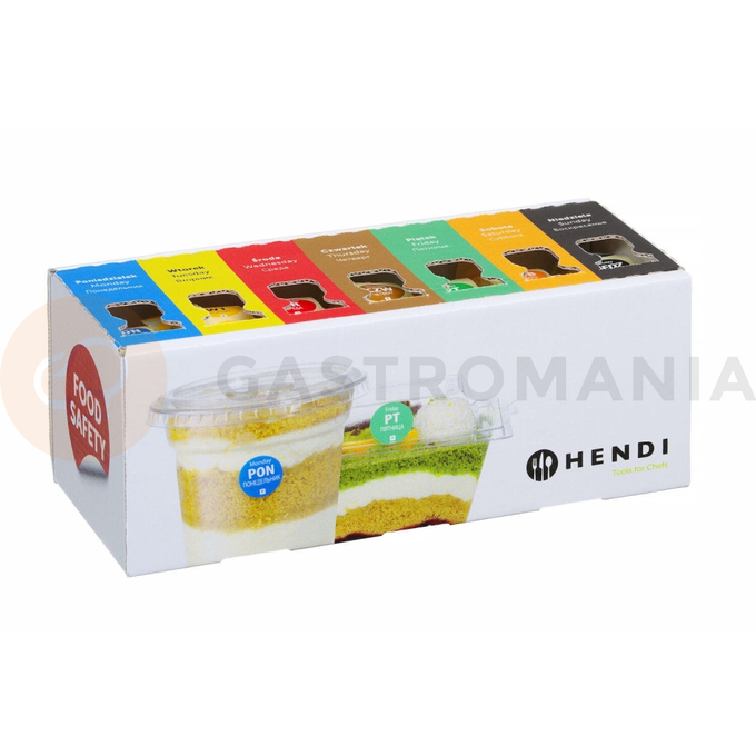 Zestaw etykiet jednorazowych Food Safety na każdy dzień tygodnia z podajnikiem, 240x80x100 mm | HENDI, 850299