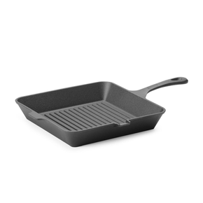 Patelnia żeliwna do grillowania, czarna, 265x265x50 mm | HENDI, 629369
