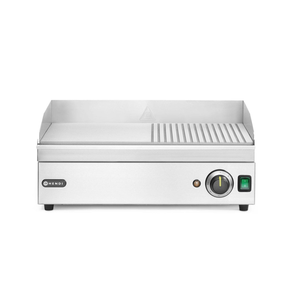 Płyta grillowa w połowie żebrowana, 1/2 gładka, 1/2 ryflowana, 2400W, 527x404x233 mm | HENDI, Kitchen Line