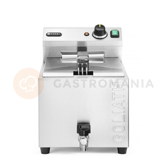 Frytownica XL z kranem spustowym, 10 l, 400V/10200W, 300x585x392 mm | HENDI, Goliath