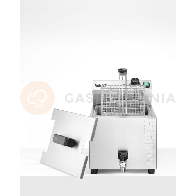 Frytownica XL z kranem spustowym, 10 l, 400V/10200W, 300x585x392 mm | HENDI, Goliath
