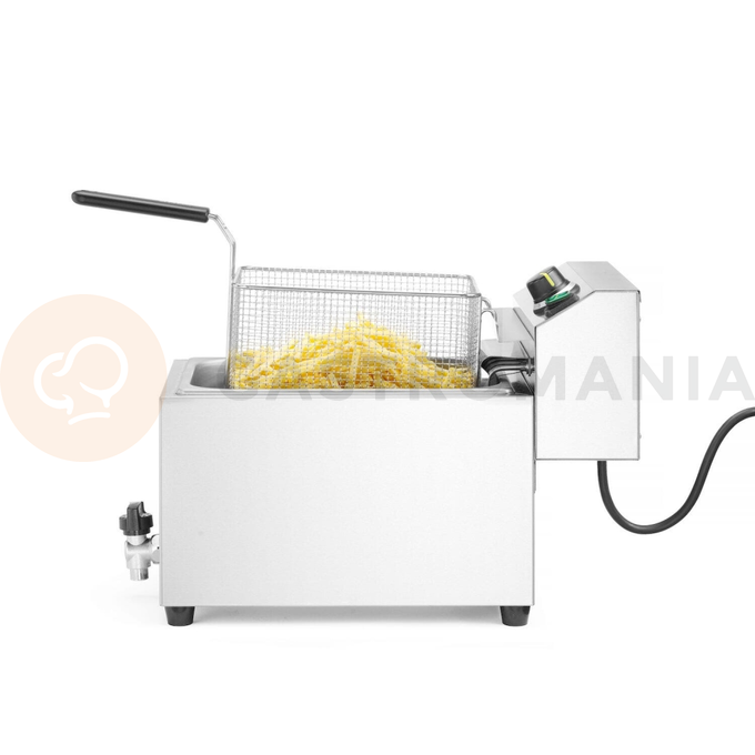 Frytownica XL z kranem spustowym, 10 l, 400V/10200W, 300x585x392 mm | HENDI, Goliath