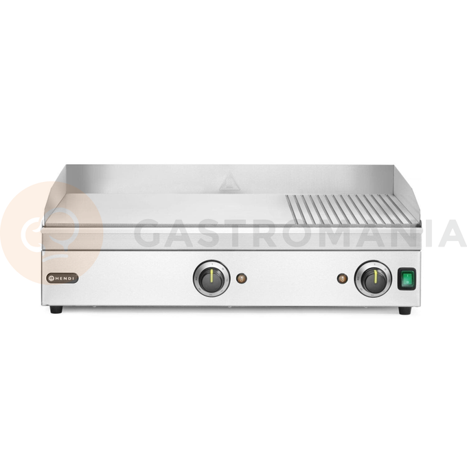Płyta grillowa w 1/3 żebrowana, 2/3 gładka, 1/3 ryflowana, 3500W, 697x474x241 mm | HENDI, Kitchen Line