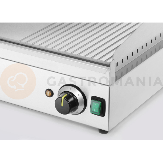 Płyta grillowa w 1/3 żebrowana, 2/3 gładka, 1/3 ryflowana, 3500W, 697x474x241 mm | HENDI, Kitchen Line