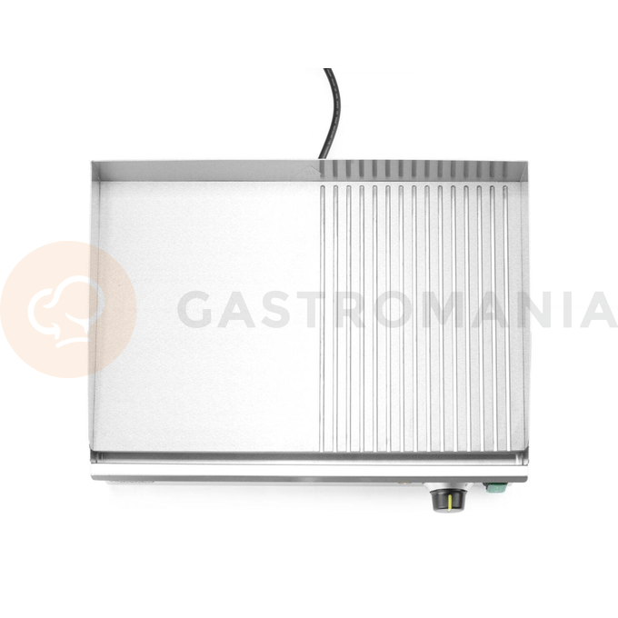 Płyta grillowa w połowie żebrowana, 1/2 gładka, 1/2 ryflowana, 2400W, 527x404x233 mm | HENDI, Kitchen Line