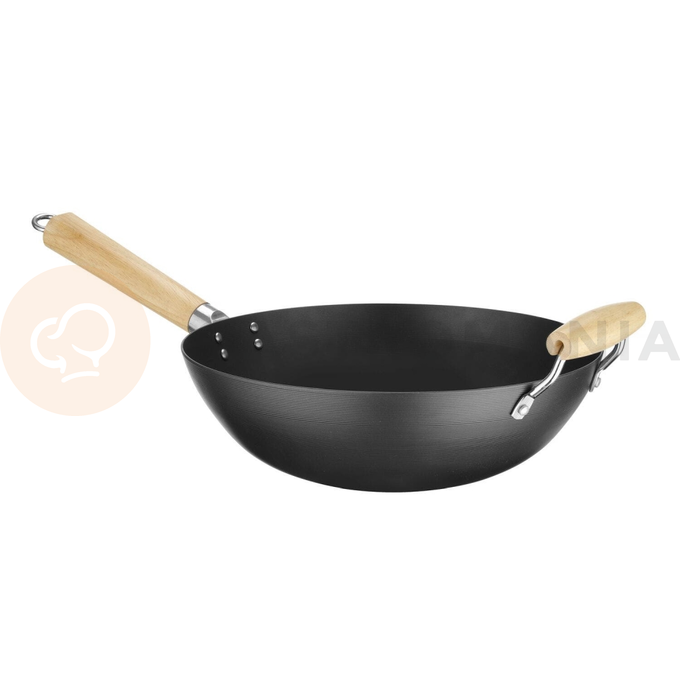 Wok z drewnianym uchwytem, 324x565 mm | HENDI, 627907