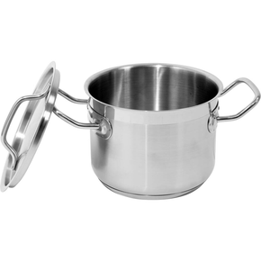 Garnek Yato Professional Kitchen Equipment z pokrywką, o wymiarach 16x12 cm oraz pojemności 2,4 l. Przeznaczony jest do profesjonalnego wykorzystania w branży gastronomicznej. Doskonale nadaje się do przygotowywania wszelkiego rodzaju potraw.

Wykonany jest z wysokiej jakości stali nierdzewnej 21/0, opracowanej specjalnie do użytku w gastronomii. Najważniejszą zaletą garnków wykonanych z tego rodzaju stali jest przewodzenie ciepła aż o 30% większe w porównaniu ze standardowymi garnkami wykonanymi ze stali 304. Charakteryzuje je również podwyższona odporność na uszkodzenia mechaniczne oraz działanie kwasów organicznych i detergentów. Właśnie dlatego, nadają się do mycia w zmywarkach, oraz są odporne na intensywne szorowanie powierzchni.

Specjalna konstrukcja dna kapsułowego rozprowadza ciepło równomiernie po całej powierzchni spodu, co zwiększa stopień wykorzystania ciepła i efektywność gotowania. Przekłada się to bezpośrednio na ich jakość oraz komfort pracy kucharza. Takie rozwiązanie zmniejsza również ryzyko przypalenia potraw.
• garnki wykonane ze stali typu 21/0 nie zawierają szkodliwych dla zdrowia ludzkiego manganu i niklu
• boczne ściany garnka i pokrywka są wykonane z grubej stali, utrzymującej temperaturę dłużej niż standardowe naczynia ze stali typu 304
• w garnkach Yato zastosowano wyjątkowo masywne i nienagrzewające się, solidnie zamocowane uchwyty, gwarantuje to bezpieczeństwo i wieloletnią trwałość użytkowania


Wkładka ferromagnetyczna w dnie pozwala na stosowanie garnków Yato na każdym rodzaju kuchenek, takich jak:
• elektryczna
• indukcyjna
• gazowa
• ceramiczna

Parametry:
• grubość dna [mm]: 5,6
• grubość ścianki [mm]: 0,8
• materiał: stal nierdzewna 21/0
• pojemność [L]: 2,4
• średnica [mm]: 160
• wysokość [mm]: 120

 | YG-00001, Garnek wysoki z pokrywką ze stali nierdzewnej 16x12 cm 2,4 l