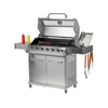 Grill gazowy 6+1 o nowoczesnym wyglądzie wykonany ze stali nierdzewnej, wyposażony w żeliwny ruszt o wymiarach 82 x 41,5 cm. Półki boczne oraz pojemna, zamykana szafka ułatwią przechowywanie przypraw i niezbędnych akcesoriów. Palnik boczny o mocy 2,2 kW umożliwi gotowanie i podgrzewanie potraw w garnku lub na patelni. Dodatkowym atutem jest miejsce na butlę gazową, pojemnik ze stali nierdzewnej umieszczony w jednej z półek bocznych oraz wbudowany otwieracz do butelek.

Wymiary i waga:
• Grill: 144 x 57 x 112cm 
• Ruszt żeliwny, żebrowy (4szt) - powierzchnia grzewcza 82 x 41,5 cm, waga 6,45kg
• Okrągły ruszt (ø30cm) wbudowany w ruszt żebrowy. Możliwość wyjęcia okrągłego rusztu i włożenia specjalnej, kamiennej płyty na pizzę (brak w zestawie)
• Kratka podgrzewająca: 82 x 12cm 
• Waga grilla: 46 kg
• Wymiar szyby: 76 x 13cm
• Wymiar półki bocznej: 34,5 x 42,5cm
• Wymiar pojemnika na jedzenie: 26,5 x 32,5 x 9,5cm
• UWAGA: brak płyty żeliwnej w zestawie. Możliwość dokupienia dwustronnej płyty o wymiarach 22 x 41cm (indeks YG-20020)

Informacje:
• Otwierana szafka ze specjalną kieszenią (otworem) przeznaczonym na przechowywanie w trakcie i po grillowaniu polskiej butli gazowej 11kg. 
• Pokrywa z termometrem zapewnia szybsze grillowanie oraz osłonę przed wiatrem. Dodatkowo dym z potraw nada im odpowiedni smak i aromat.
• Szybka umieszczona w pokrywie umożliwia podgląd stanu przyrządzanych potraw. Szybka o grubości 6mm odporna na wysoką temperaturę.
• Zapalnik umieszczony w pokrętłach
• Wyjmowany pojemnik na jedzenie - idealna do przechowywania zamarynowanych potraw, odłożenia upieczonych, gorących potraw i utrzymywanie ich temperatury (dodatkowo można owinąć je aluminiową folią)
• Niezawodny, żeliwny ruszt, który szybko się nagrzewa i długo utrzymuje ciepło.
• Kratka podgrzewająca nad rusztem wykonana ze stali nierdzewnej 
• Ilość palników: 6+1, czyli 6 palników głównych ze stali nierdzewnej, każdy o mocy 3kW. 1 palnik boczny o mocy 2,2kW.
• Łączna moc: 20,2kW
• Średnie spalanie gazu*: 1468 g/h
• Palnik boczny umożliwia ugotowanie lub podgrzanie zupy, przygotowanie sosów, zagotowanie wody na herbatę. 
• Stalowa misa odporna na działania wysokiej temperatury 
• Półki boczne oraz pojemna, zamykana szafka ułatwią przechowywanie przypraw i niezbędnych akcesoriów.
• 4 obrotowe kółka z hamulcem ułatwią transport grilla.
• 6 wieszaków umieszczonych na półkach bocznych. Idealne do zawieszenia sztućców, ściereczki itp.
• 7 pokręteł z niebieskim światłem LED, które zapalają się po uruchomieniu danego palnika. Oświetlenie ułatwią grillowanie po zmroku, informuje który palnik jest włączony
• Wyprofilowane osłony palnika (aromatyzery) z wycięciami 
• Otwieracz do butelek z boku grilla
• Możliwość wysunięcia płyty ściekowej i umycia poza grillem
• Możliwość dokupienia pokrowca na grilla - model YATO YG-20051
• Możliwość zainstalowania obrotowego rożna elektrycznego do przyrządzania m.in. kurczaka - model YG-20021

*Zużycie maksymalne przy działających wszystki palnikach

Materiał wykonania: 
• Ruszt: żeliwo
• Kratka podgrzewająca: stal nierdzewna (S/S 430)
• Palnik: stal nierdzewna
• Osłona palnika (aromatyzer): stal pokryta emalią
• Termometr: stal nierdzewna
• Pokrywa: stal nierdzewna (S/S 430), podwójna warstwa
• Misa: stal, malowana na kolor czarny, odporna na wysoką temperaturę
• Uchwyt: stal nierdzewna
• Panel przedni: stal nierdzewna (S/S 430)
• Półki boczne: stal nierdzewna (S/S 430)
• Półki boczne (wieszaki): tworzywo sztuczne, kolor szary
• Szafka przednia (drzwiczki): stal nierdzewna (S/S 430), podwójna warstwa
• Szafka przednia (pozostałe elementy): stal, malowana proszkowo na kolor srebrny
• Szyba: szkło hartowane
• Pojemnik na jedzenie: stal nierdzewna

STAL NIERDZEWNA S/S 430 należy do wysokogatunkowych stali ferrytycznych. Wysoka zawartość chromu a tym samym wysoka odporność korozyjna pozwala na zastosowanie w produktach o podwyższonym działaniu wody. 

ŻELIWO - wysokowęglowy stop żelaza z węglem (ponad 2,11% węgla). Gwarantuje lepsze parametry termiczne - równomiernie się nagrzewa, doskonale przewodzi temperaturę, długo utrzymuje ciepło. Jest bardzo trwały oraz wysoce odporny na ścieranie i korozję

Zalety grillowania na grillu gazowym:
• WYJĄTKOWY SMAK -wyjątkowy smak otrzymujemy dzięki odparowywaniu z potraw soków i tłuszczy. Kopuła w grillu gazowym zatrzymuje dym i nadaje im aromat
• KONTROLA TEMPERATURY -dzięki pokrętłom, pokrywie, kilku palnikom oraz termometrowi jesteś w stanie dopasować temperaturę do przyrządzanych mięs, warzyw i serów.
• KOMFORT PRACY -W porównaniu do grilli węglowych grillowanie oraz konserwacja będzie dużo łatwiejsza. Po pierwsze dzięki szybkiemu nagrzewaniu się grilla możesz zacząć smażyć już po kilku minutach. Po drugie nie musisz dorzucać węgla, dmuchać i kontrolować wielkości płomienia. Po trzecie czyszczenie grilla gazowego jest znacznie szybsze - m.in. nie wymaga wysypywania popiołu.

Możliwość dokupienia dodatkowych akcesoriów:
• pokrowiec YG-20051
• płyta żeliwna YG-20020
• rożno elektryczne YG-20021
• wąż z reduktorem VOREL 99670 lub 99671

W celach logistycznych grill gazowy zapakowany jest w karton. Panel grilla wraz z pokrywą dostarczony jest w całości, co ułatwia i przyspiesza montaż

Do grilla nie jest dołączony reduktor oraz wąż. | Itami, Grill gazowy 6+1 stal nierdzewna 20,5 kW, z szybą