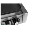 Grill kontaktowy Panini o mocy 2,2kW marki YATO YG-04558.
Grill YATO jest urządzeniem niezbędnym na każdej kuchni. Przeznaczony jest do szybkiego przygotowywania hamburgerów, mięs, ryb, tortili, tostów, panini czy warzyw.
Żeliwna płyta grillowa o wymiarach 345x230mm, płaska na górze i dole, pozwala na jednoczesne obustronne smażenie wielu produktów.
Grzałka o mocy 2,2kW sterowana jest za pomocą potencjometru umieszczonego na płycie frontowej. Możliwe jest ustawienie temperatury pracy w zakresie 50~300°C. Zainstalowany bryzgoszczelny wyłącznik pozwala na wyłączenie grilla, gdy jest on nieużywany, bez konieczności odłączania kabla zasilającego z sieci. Grill zasilany jest prądem o napięciu 230V~50Hz.
Obudowa wykonana jest z wysokiej jakości stali nierdzewnej. Dzięki temu grill jest szybki w czyszczeniu i utrzymaniu w czystości. Dodatkowo z przodu zainstalowana jest rynienka na tłuszcz i wszelkiego rodzaju odpadki po grillowaniu. Istnieje możliwość łatwego wyciągnięcia jej i umycia. W skład wyposażenia wchodzi dodatkowo miedziana szczotka druciana, którą można czyścić płytę grillową, bez obaw o zarysowanie jej powierzchni. Urządzenie posiada wygodną, nienagrzewającą się plastikową rękojeść.
Grill YATO ma wymiary 440x370x190mm i waży 18kg, klasa ochrony IPX3.
 | YG-04558, Elektryczny grill kontaktowy panini w pełni płaski 44 cm 2,2 kW