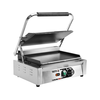 Grill kontaktowy Panini o mocy 2,2kW marki YATO YG-04558.
Grill YATO jest urządzeniem niezbędnym na każdej kuchni. Przeznaczony jest do szybkiego przygotowywania hamburgerów, mięs, ryb, tortili, tostów, panini czy warzyw.
Żeliwna płyta grillowa o wymiarach 345x230mm, płaska na górze i dole, pozwala na jednoczesne obustronne smażenie wielu produktów.
Grzałka o mocy 2,2kW sterowana jest za pomocą potencjometru umieszczonego na płycie frontowej. Możliwe jest ustawienie temperatury pracy w zakresie 50~300°C. Zainstalowany bryzgoszczelny wyłącznik pozwala na wyłączenie grilla, gdy jest on nieużywany, bez konieczności odłączania kabla zasilającego z sieci. Grill zasilany jest prądem o napięciu 230V~50Hz.
Obudowa wykonana jest z wysokiej jakości stali nierdzewnej. Dzięki temu grill jest szybki w czyszczeniu i utrzymaniu w czystości. Dodatkowo z przodu zainstalowana jest rynienka na tłuszcz i wszelkiego rodzaju odpadki po grillowaniu. Istnieje możliwość łatwego wyciągnięcia jej i umycia. W skład wyposażenia wchodzi dodatkowo miedziana szczotka druciana, którą można czyścić płytę grillową, bez obaw o zarysowanie jej powierzchni. Urządzenie posiada wygodną, nienagrzewającą się plastikową rękojeść.
Grill YATO ma wymiary 440x370x190mm i waży 18kg, klasa ochrony IPX3.
 | YG-04558, Elektryczny grill kontaktowy panini w pełni płaski 44 cm 2,2 kW