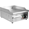 Płyta grillowa o mocy 2,0kW marki YATO YG-04584.
Płaska stalowa pływa grillowa o wymiarach 365x380mm i grubości 6mm doskonale przewodzi ciepło. Dzięki temu idealnie nadaje się do smażenia jajek, kiełbasek, bekonu, mięs, opiekania tostów, tortili czy warzyw.
Grzałka o mocy 2,0kW posiada sterowanie za pomocą potencjometru z regulacją temperatury pracy w zakresie 50~300ºC, który umieszczony jest na panelu frontowym. Natomiast z tyłu urządzenia umieszczony jest bryzgoszczelny wyłącznik, który umożliwia wyłączenie grilla, bez konieczności odłączania przewodu zasilającego z sieci. Urządzenie zasilane jest prądem 230V~50Hz. Wbudowany bezpiecznik zapobiega przed przegrzaniem się grilla.
Grill o wymiarach 365x460x220mm waży 13,5kg, klasa ochrony IPX3. Jego obudowa wykonana jest z wysokiej jakości stali nierdzewnej. Dzięki temu grill jest szybki w czyszczeniu i utrzymaniu w czystości. Dodatkowo z przodu płyty grzejnej jest rynienka na tłuszcz i wszelkiego rodzaju odpadki po grillowaniu. Natomiast specjalny otwór spadowy umożliwia zgarnięcie zabrudzeń do dolnej szufladki, którą można łatwo wyciągnąć do mycia.
Dodatkowo boczne oraz tylna ścianka posiadają rant ochronny o wysokości 60mm, który zabezpiecza przygotwywane potrawy przed wypadnięciem oraz chroni przed pryskaniem tłuszczu. Pod spodem urządzenia są cztery nóżki anty-poślizgowe, zapewniające stabilną pozycję na blacie.
 | YG-04584, Elektryczna płyta grillowa gładka 360 mm