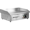 Płyta grillowa o mocy 3,0kW marki YATO YG-04585.
Płaska stalowa pływa grillowa o wymiarach 555x350mm i grubości 9mm doskonale przewodzi ciepło. Dzięki temu idealnie nadaje się do smażenia jajek, kiełbasek, bekonu, mięs, opiekania tostów, tortili czy warzyw.
Grzałka o mocy 3,0kW posiada sterowanie za pomocą potencjometru z regulacją temperatury pracy w zakresie 50~300ºC, który umieszczony jest na panelu frontowym. Natomiast z tyłu urządzenia umieszczony jest bryzgoszczelny wyłącznik, który umożliwia wyłączenie grilla, bez konieczności odłączania przewodu zasilającego z sieci. Urządzenie zasilane jest prądem 230V~50Hz. Wbudowany bezpiecznik zapobiega przed przegrzaniem się grilla.
Grill o wymiarach 555x430x230mm waży 18,5kg, klasa ochrony IPX3. Jego obudowa wykonana jest z wysokiej jakości stali nierdzewnej. Dzięki temu grill jest szybki w czyszczeniu i utrzymaniu w czystości. Dodatkowo z przodu płyty grzejnej jest rynienka na tłuszcz i wszelkiego rodzaju odpadki po grillowaniu. Natomiast specjalny otwór spadowy umożliwia zgarnięcie zabrudzeń do dolnej szufladki, którą można łatwo wyciągnąć do mycia.
Dodatkowo boczne oraz tylna ścianka posiadają rant ochronny o wysokości 75mm, który zabezpiecza przygotwywane potrawy przed wypadnięciem oraz chroni przed pryskaniem tłuszczu. Pod spodem urządzenia są cztery nóżki anty-poślizgowe, zapewniające stabilną pozycję na blacie.
 | YG-04585, Elektryczna płyta grillowa gładka 550 mm