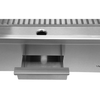Płyta grillowa o mocy 3,0kW marki YATO YG-04587.
Ryflowana stalowa pływa grillowa o wymiarach 555x350mm i grubości 9mm doskonale przewodzi ciepło. Dzięki temu idealnie nadaje się do smażenia jajek, kiełbasek, bekonu, mięs, opiekania tostów, tortili czy warzyw.
Grzałka o mocy 3,0kW posiada sterowanie za pomocą potencjometru z regulacją temperatury pracy w zakresie 50~300ºC, który umieszczony jest na panelu frontowym. Natomiast z tyłu urządzenia umieszczony jest bryzgoszczelny wyłącznik, który umożliwia wyłączenie grilla, bez konieczności odłączania przewodu zasilającego z sieci. Urządzenie zasilane jest prądem 230V~50Hz. Wbudowany bezpiecznik zapobiega przed przegrzaniem się grilla.
Grill o wymiarach 555x430x230mm waży 18,5kg, klasa ochrony IPX3. Jego obudowa wykonana jest z wysokiej jakości stali nierdzewnej. Dzięki temu grill jest szybki w czyszczeniu i utrzymaniu w czystości. Dodatkowo z przodu płyty grzejnej jest rynienka na tłuszcz i wszelkiego rodzaju odpadki po grillowaniu. Natomiast specjalny otwór spadowy umożliwia zgarnięcie zabrudzeń do dolnej szufladki, którą można łatwo wyciągnąć do mycia.
Dodatkowo boczne oraz tylna ścianka posiadają rant ochronny o wysokości 75mm, który zabezpiecza przygotwywane potrawy przed wypadnięciem oraz chroni przed pryskaniem tłuszczu. Pod spodem urządzenia są cztery nóżki anty-poślizgowe, zapewniające stabilną pozycję na blacie.
 | YG-04587, Elektryczna płyta grillowa ryflowana 55 cm