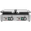 Podwójny grill kontaktowy o mocy 3,6kW marki YATO YG-04560.
Grill YATO jest urządzeniem niezbędnym na każdej kuchni. Przeznaczony jest do szybkiego przygotowywania hamburgerów, mięs, ryb, tortili, tostów, panini czy warzyw.
Urządzenie posiada płyty grillowe ryflowane, wykonane z żeliwa. Dolna płyta ma wymiary 485x230mm. Natomiast na górze są dwie niezależne płyty. Dzięki takiemu rozwiązaniu możliwe jest przygotowywanie jednocześnie dwóch różnych potraw.
Grzałka o mocy 3,6kW sterowana jest za pomocą dwóch potencjometrów umieszczonych na płycie frontowej. Możliwe jest ustawienie temperatury pracy w zakresie 50~300°C na każdym z nich niezależnie. Zainstalowane bryzgoszczelne wyłączniki pozwalają na wyłączenie poszczególnych sekcji grilla, gdy są nieużywane, bez konieczności odłączania kabli zasilających z sieci. Grill zasilany jest prądem o napięciu 230V~50Hz, dwoma kablami zasilającymi.
Obudowa wykonana jest z wysokiej jakości stali nierdzewnej. Dzięki temu grill jest szybki w czyszczeniu i utrzymaniu w czystości. Dodatkowo z przodu zainstalowana jest rynienka na tłuszcz i wszelkiego rodzaju odpadki po grillowaniu. Istnieje możliwość łatwego wyciągnięcia jej i umycia. W skład wyposażenia wchodzi dodatkowo miedziana szczotka druciana, którą można czyścić płytę grillową, bez obaw o zarysowanie jej powierzchni. Urządzenie posiada wygodne, nienagrzewające się plastikowe rękojeści.
Grill YATO ma wymiary 580x360x190mm i waży 24kg, klasa ochrony IPX3.
 | YG-04560, Podwójny grill kontaktowy ryflowany 58 cm 3,6 kW