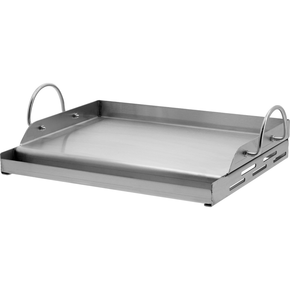 Płyta grillowa przeznaczona do wykorzystania na grillach gazowych i węglowych. Polecana do przygotowywania bekonu, jajecznicy, warzyw, krewetek, ryb, kotletów oraz produktów, których przygotowanie nie jest wygodne na ruszcie grilla. Produkt wykonany jest ze stali nierdzewnej i jest łatwy do utrzymania w czystości. Wysokie ścianki boczne ułatwiają przygotowywanie potraw. 
• wymiary: 32 x 40 cm
• materiał: stal nierdzewna 430
• wysoka akumulacja i równomierne rozprowadzanie ciepła
• nieprzywierająca powłoka
• 2 uchwyty do przenoszenia
• wgłębienie na tłuszcz i resztki jedzenia

 | YG-20023, Płyta grillowa ze stali nierdzewnej 32x40 cm