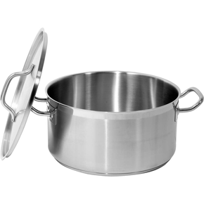 Profesjonalny garnek niski z pokrywką, o wymiarach 32x16 cm oraz pojemności 12,9 l.

Garnek YATO Professional Kitchen Equipment przeznaczony jest do profesjonalnego wykorzystania w branży gastronomicznej. Doskonale nadaje się do przygotowywania wszelkiego rodzaju potraw.

Wykonany jest z wysokiej jakości stali nierdzewnej 21/0, opracowanej specjalnie do użytku w gastronomii. Najważniejszą zaletą garnków wykonanych z tego rodzaju stali jest przewodzenie ciepła aż o 30% większe w porównaniu ze standardowymi garnkami wykonanymi ze stali 304. Charakteryzuje je również podwyższona odporność na uszkodzenia mechaniczne oraz działanie kwasów organicznych i detergentów. Właśnie dlatego, nadają się do mycia w zmywarkach, oraz są odporne na intensywne szorowanie powierzchni. 

Co ważne, garnki wykonane ze stali typu 21/0 nie zawierają szkodliwych dla zdrowia ludzkiego manganu i niklu.
Specjalna konstrukcja dna kapsułowego rozprowadza ciepło równomiernie po całej powierzchni spodu, co zwiększa stopień wykorzystania ciepła i efektywność gotowania. Przekłada się to bezpośrednio na ich jakość oraz komfort pracy kucharza. Takie rozwiązanie zmniejsza również ryzyko przypalenia potraw. 

Wkładka ferromagnetyczna w dnie pozwala na stosowanie garnków YATO na każdym rodzaju kuchenek, takich jak:
- elektryczna
- indukcyjna
- gazowa
- ceramiczna 

Boczne ściany garnka i pokrywka są wykonane z grubej stali, utrzymującej temperaturę dłużej niż standardowe naczynia ze stali typu 304. 

W garnkach YATO zastosowano wyjątkowo masywne i nienagrzewające się, solidnie zamocowane uchwyty. Gwarantuje to bezpieczeństwo i wieloletnią trwałość użytkowania.
Przeznaczony do profesjonalnego wykorzystania w branży gastronomicznej. Doskonale nadaje się do gotowania wszelkiego rodzaju potraw.

 | YG-00043, Garnek niski z pokrywką ze stali nierdzewnej 32x16 cm 12,9 l