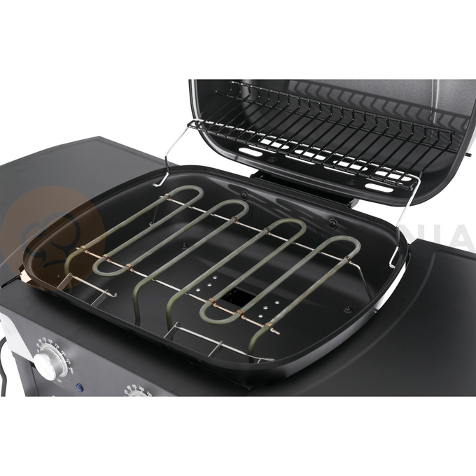 Grill elektryczny YATO Asahi to zaawansowane urządzenie do grillowania, łączące w sobie moc, funkcjonalność i wygodę użytkowania.

Produkt wysoce odporny na działanie warunków atmosferycznych (wodoodporność IPX4).

Konstrukcja grilla YATO Asahi została starannie przemyślana pod kątem wygody użytkowania:
• pokrywa z wbudowanym termometrem przyspiesza proces grillowania i chroni przed wiatrem; dodatkowo dym z potraw nada im odpowiedni smak i aromat
• 6 wieszaków na akcesoria oraz składane półki boczne zapewniają dodatkową przestrzeń roboczą
• czytelne, chromowane pokrętła regulacji temperatury
• składane półki boczne sprawiają, że grilla zajmuje mało miejsca i jest łatwiejszy w przechowywaniu i transporcie

Grill wyposażony jest w dwie grzałki o łącznej mocy 2300W i oferuje imponującą wydajność grzewczą.

Jego unikalna cecha to 2-strefowa regulacja temperatury w zakresie 100 - 300°C, umożliwiająca jednoczesne przygotowywanie różnych potraw w odmiennych temperaturach.

Grill posiada emaliowany ruszt o powierzchni grzewczej 47 x 37 cm, zapewniający dużą przestrzeń do grillowania.

Dodatkowo, wyposażony jest w emaliowaną płytę oraz emaliowaną kratkę podgrzewającą o wymiarach 40 x 15 cm, co zwiększa jego wszechstronność.

Dodatkowe informacje
• moc: 2300 W (230V 50Hz)
• ilość grzałek: 2, każda o mocy 1,15 kW
• stalowa misa odporna na działania wysokiej temperatury
• pojemnik na tłuszcz - możliwość wyjęcia i umycia poza grillem
• stopień ochrony przed deszczem: IPX4

Wymiary i waga
• grill: 100,5 x 47,5 x 92,4 cm (szerokość grilla po złożeniu półek: 60 cm)
• powierzchnia grzewcza rusztu: 47 x 37 cm
• kratka do podgrzewania: 40 x 15 cm
• waga grilla: 14,5 kg
• przewód: 1,5 m (1.0 mm²)

Materiał wykonania
• ruszt: stal pokryta emalią
• płyta: stal pokryta emalią
• kratka podgrzewająca: stal pokryta emalią
• grzałki: stal nierdzewna
• termometr: stal nierdzewna
• pokrywa: stal, malowana na kolor czarny, odporna na wysoką temperaturę
• misa: stal, malowana na kolor czarny, odporna na wysoką temperaturę
• uchwyt: stal nierdzewna
• pojemnik na tłuszcz: stal malowana na kolor czarny
• panel przedni: stal malowana proszkowo na kolor czarny, stal nierdzewna
• pokrętła: ABS
• półki boczne: stal malowana proszkowo na kolor czarny
• nogi: stal malowana proszkowo na kolor czarny
• kółka: PE

W celach logistycznych grill gazowy zapakowany jest w karton. Panel grilla wraz z pokrywą dostarczony jest w całości, co ułatwia i przyspiesza montaż. | Asahi, Grill elektryczny, stojący 2300 W, 47x37 cm