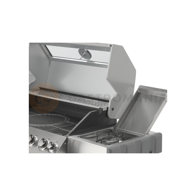 Grill gazowy 6+1 o nowoczesnym wyglądzie wykonany ze stali nierdzewnej, wyposażony w żeliwny ruszt o wymiarach 82 x 41,5 cm. Półki boczne oraz pojemna, zamykana szafka ułatwią przechowywanie przypraw i niezbędnych akcesoriów. Palnik boczny o mocy 2,2 kW umożliwi gotowanie i podgrzewanie potraw w garnku lub na patelni. Dodatkowym atutem jest miejsce na butlę gazową, pojemnik ze stali nierdzewnej umieszczony w jednej z półek bocznych oraz wbudowany otwieracz do butelek.

Wymiary i waga:
• Grill: 144 x 57 x 112cm 
• Ruszt żeliwny, żebrowy (4szt) - powierzchnia grzewcza 82 x 41,5 cm, waga 6,45kg
• Okrągły ruszt (ø30cm) wbudowany w ruszt żebrowy. Możliwość wyjęcia okrągłego rusztu i włożenia specjalnej, kamiennej płyty na pizzę (brak w zestawie)
• Kratka podgrzewająca: 82 x 12cm 
• Waga grilla: 46 kg
• Wymiar szyby: 76 x 13cm
• Wymiar półki bocznej: 34,5 x 42,5cm
• Wymiar pojemnika na jedzenie: 26,5 x 32,5 x 9,5cm
• UWAGA: brak płyty żeliwnej w zestawie. Możliwość dokupienia dwustronnej płyty o wymiarach 22 x 41cm (indeks YG-20020)

Informacje:
• Otwierana szafka ze specjalną kieszenią (otworem) przeznaczonym na przechowywanie w trakcie i po grillowaniu polskiej butli gazowej 11kg. 
• Pokrywa z termometrem zapewnia szybsze grillowanie oraz osłonę przed wiatrem. Dodatkowo dym z potraw nada im odpowiedni smak i aromat.
• Szybka umieszczona w pokrywie umożliwia podgląd stanu przyrządzanych potraw. Szybka o grubości 6mm odporna na wysoką temperaturę.
• Zapalnik umieszczony w pokrętłach
• Wyjmowany pojemnik na jedzenie - idealna do przechowywania zamarynowanych potraw, odłożenia upieczonych, gorących potraw i utrzymywanie ich temperatury (dodatkowo można owinąć je aluminiową folią)
• Niezawodny, żeliwny ruszt, który szybko się nagrzewa i długo utrzymuje ciepło.
• Kratka podgrzewająca nad rusztem wykonana ze stali nierdzewnej 
• Ilość palników: 6+1, czyli 6 palników głównych ze stali nierdzewnej, każdy o mocy 3kW. 1 palnik boczny o mocy 2,2kW.
• Łączna moc: 20,2kW
• Średnie spalanie gazu*: 1468 g/h
• Palnik boczny umożliwia ugotowanie lub podgrzanie zupy, przygotowanie sosów, zagotowanie wody na herbatę. 
• Stalowa misa odporna na działania wysokiej temperatury 
• Półki boczne oraz pojemna, zamykana szafka ułatwią przechowywanie przypraw i niezbędnych akcesoriów.
• 4 obrotowe kółka z hamulcem ułatwią transport grilla.
• 6 wieszaków umieszczonych na półkach bocznych. Idealne do zawieszenia sztućców, ściereczki itp.
• 7 pokręteł z niebieskim światłem LED, które zapalają się po uruchomieniu danego palnika. Oświetlenie ułatwią grillowanie po zmroku, informuje który palnik jest włączony
• Wyprofilowane osłony palnika (aromatyzery) z wycięciami 
• Otwieracz do butelek z boku grilla
• Możliwość wysunięcia płyty ściekowej i umycia poza grillem
• Możliwość dokupienia pokrowca na grilla - model YATO YG-20051
• Możliwość zainstalowania obrotowego rożna elektrycznego do przyrządzania m.in. kurczaka - model YG-20021

*Zużycie maksymalne przy działających wszystki palnikach

Materiał wykonania: 
• Ruszt: żeliwo
• Kratka podgrzewająca: stal nierdzewna (S/S 430)
• Palnik: stal nierdzewna
• Osłona palnika (aromatyzer): stal pokryta emalią
• Termometr: stal nierdzewna
• Pokrywa: stal nierdzewna (S/S 430), podwójna warstwa
• Misa: stal, malowana na kolor czarny, odporna na wysoką temperaturę
• Uchwyt: stal nierdzewna
• Panel przedni: stal nierdzewna (S/S 430)
• Półki boczne: stal nierdzewna (S/S 430)
• Półki boczne (wieszaki): tworzywo sztuczne, kolor szary
• Szafka przednia (drzwiczki): stal nierdzewna (S/S 430), podwójna warstwa
• Szafka przednia (pozostałe elementy): stal, malowana proszkowo na kolor srebrny
• Szyba: szkło hartowane
• Pojemnik na jedzenie: stal nierdzewna

STAL NIERDZEWNA S/S 430 należy do wysokogatunkowych stali ferrytycznych. Wysoka zawartość chromu a tym samym wysoka odporność korozyjna pozwala na zastosowanie w produktach o podwyższonym działaniu wody. 

ŻELIWO - wysokowęglowy stop żelaza z węglem (ponad 2,11% węgla). Gwarantuje lepsze parametry termiczne - równomiernie się nagrzewa, doskonale przewodzi temperaturę, długo utrzymuje ciepło. Jest bardzo trwały oraz wysoce odporny na ścieranie i korozję

Zalety grillowania na grillu gazowym:
• WYJĄTKOWY SMAK -wyjątkowy smak otrzymujemy dzięki odparowywaniu z potraw soków i tłuszczy. Kopuła w grillu gazowym zatrzymuje dym i nadaje im aromat
• KONTROLA TEMPERATURY -dzięki pokrętłom, pokrywie, kilku palnikom oraz termometrowi jesteś w stanie dopasować temperaturę do przyrządzanych mięs, warzyw i serów.
• KOMFORT PRACY -W porównaniu do grilli węglowych grillowanie oraz konserwacja będzie dużo łatwiejsza. Po pierwsze dzięki szybkiemu nagrzewaniu się grilla możesz zacząć smażyć już po kilku minutach. Po drugie nie musisz dorzucać węgla, dmuchać i kontrolować wielkości płomienia. Po trzecie czyszczenie grilla gazowego jest znacznie szybsze - m.in. nie wymaga wysypywania popiołu.

Możliwość dokupienia dodatkowych akcesoriów:
• pokrowiec YG-20051
• płyta żeliwna YG-20020
• rożno elektryczne YG-20021
• wąż z reduktorem VOREL 99670 lub 99671

W celach logistycznych grill gazowy zapakowany jest w karton. Panel grilla wraz z pokrywą dostarczony jest w całości, co ułatwia i przyspiesza montaż

Do grilla nie jest dołączony reduktor oraz wąż. | Itami, Grill gazowy 6+1 stal nierdzewna 20,5 kW, z szybą