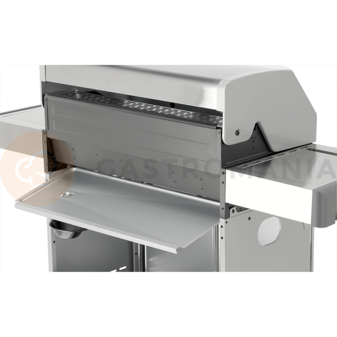 Grill gazowy 6+1 o nowoczesnym wyglądzie wykonany ze stali nierdzewnej, wyposażony w żeliwny ruszt o wymiarach 82 x 41,5 cm. Półki boczne oraz pojemna, zamykana szafka ułatwią przechowywanie przypraw i niezbędnych akcesoriów. Palnik boczny o mocy 2,2 kW umożliwi gotowanie i podgrzewanie potraw w garnku lub na patelni. Dodatkowym atutem jest miejsce na butlę gazową, pojemnik ze stali nierdzewnej umieszczony w jednej z półek bocznych oraz wbudowany otwieracz do butelek.

Wymiary i waga:
• Grill: 144 x 57 x 112cm 
• Ruszt żeliwny, żebrowy (4szt) - powierzchnia grzewcza 82 x 41,5 cm, waga 6,45kg
• Okrągły ruszt (ø30cm) wbudowany w ruszt żebrowy. Możliwość wyjęcia okrągłego rusztu i włożenia specjalnej, kamiennej płyty na pizzę (brak w zestawie)
• Kratka podgrzewająca: 82 x 12cm 
• Waga grilla: 46 kg
• Wymiar szyby: 76 x 13cm
• Wymiar półki bocznej: 34,5 x 42,5cm
• Wymiar pojemnika na jedzenie: 26,5 x 32,5 x 9,5cm
• UWAGA: brak płyty żeliwnej w zestawie. Możliwość dokupienia dwustronnej płyty o wymiarach 22 x 41cm (indeks YG-20020)

Informacje:
• Otwierana szafka ze specjalną kieszenią (otworem) przeznaczonym na przechowywanie w trakcie i po grillowaniu polskiej butli gazowej 11kg. 
• Pokrywa z termometrem zapewnia szybsze grillowanie oraz osłonę przed wiatrem. Dodatkowo dym z potraw nada im odpowiedni smak i aromat.
• Szybka umieszczona w pokrywie umożliwia podgląd stanu przyrządzanych potraw. Szybka o grubości 6mm odporna na wysoką temperaturę.
• Zapalnik umieszczony w pokrętłach
• Wyjmowany pojemnik na jedzenie - idealna do przechowywania zamarynowanych potraw, odłożenia upieczonych, gorących potraw i utrzymywanie ich temperatury (dodatkowo można owinąć je aluminiową folią)
• Niezawodny, żeliwny ruszt, który szybko się nagrzewa i długo utrzymuje ciepło.
• Kratka podgrzewająca nad rusztem wykonana ze stali nierdzewnej 
• Ilość palników: 6+1, czyli 6 palników głównych ze stali nierdzewnej, każdy o mocy 3kW. 1 palnik boczny o mocy 2,2kW.
• Łączna moc: 20,2kW
• Średnie spalanie gazu*: 1468 g/h
• Palnik boczny umożliwia ugotowanie lub podgrzanie zupy, przygotowanie sosów, zagotowanie wody na herbatę. 
• Stalowa misa odporna na działania wysokiej temperatury 
• Półki boczne oraz pojemna, zamykana szafka ułatwią przechowywanie przypraw i niezbędnych akcesoriów.
• 4 obrotowe kółka z hamulcem ułatwią transport grilla.
• 6 wieszaków umieszczonych na półkach bocznych. Idealne do zawieszenia sztućców, ściereczki itp.
• 7 pokręteł z niebieskim światłem LED, które zapalają się po uruchomieniu danego palnika. Oświetlenie ułatwią grillowanie po zmroku, informuje który palnik jest włączony
• Wyprofilowane osłony palnika (aromatyzery) z wycięciami 
• Otwieracz do butelek z boku grilla
• Możliwość wysunięcia płyty ściekowej i umycia poza grillem
• Możliwość dokupienia pokrowca na grilla - model YATO YG-20051
• Możliwość zainstalowania obrotowego rożna elektrycznego do przyrządzania m.in. kurczaka - model YG-20021

*Zużycie maksymalne przy działających wszystki palnikach

Materiał wykonania: 
• Ruszt: żeliwo
• Kratka podgrzewająca: stal nierdzewna (S/S 430)
• Palnik: stal nierdzewna
• Osłona palnika (aromatyzer): stal pokryta emalią
• Termometr: stal nierdzewna
• Pokrywa: stal nierdzewna (S/S 430), podwójna warstwa
• Misa: stal, malowana na kolor czarny, odporna na wysoką temperaturę
• Uchwyt: stal nierdzewna
• Panel przedni: stal nierdzewna (S/S 430)
• Półki boczne: stal nierdzewna (S/S 430)
• Półki boczne (wieszaki): tworzywo sztuczne, kolor szary
• Szafka przednia (drzwiczki): stal nierdzewna (S/S 430), podwójna warstwa
• Szafka przednia (pozostałe elementy): stal, malowana proszkowo na kolor srebrny
• Szyba: szkło hartowane
• Pojemnik na jedzenie: stal nierdzewna

STAL NIERDZEWNA S/S 430 należy do wysokogatunkowych stali ferrytycznych. Wysoka zawartość chromu a tym samym wysoka odporność korozyjna pozwala na zastosowanie w produktach o podwyższonym działaniu wody. 

ŻELIWO - wysokowęglowy stop żelaza z węglem (ponad 2,11% węgla). Gwarantuje lepsze parametry termiczne - równomiernie się nagrzewa, doskonale przewodzi temperaturę, długo utrzymuje ciepło. Jest bardzo trwały oraz wysoce odporny na ścieranie i korozję

Zalety grillowania na grillu gazowym:
• WYJĄTKOWY SMAK -wyjątkowy smak otrzymujemy dzięki odparowywaniu z potraw soków i tłuszczy. Kopuła w grillu gazowym zatrzymuje dym i nadaje im aromat
• KONTROLA TEMPERATURY -dzięki pokrętłom, pokrywie, kilku palnikom oraz termometrowi jesteś w stanie dopasować temperaturę do przyrządzanych mięs, warzyw i serów.
• KOMFORT PRACY -W porównaniu do grilli węglowych grillowanie oraz konserwacja będzie dużo łatwiejsza. Po pierwsze dzięki szybkiemu nagrzewaniu się grilla możesz zacząć smażyć już po kilku minutach. Po drugie nie musisz dorzucać węgla, dmuchać i kontrolować wielkości płomienia. Po trzecie czyszczenie grilla gazowego jest znacznie szybsze - m.in. nie wymaga wysypywania popiołu.

Możliwość dokupienia dodatkowych akcesoriów:
• pokrowiec YG-20051
• płyta żeliwna YG-20020
• rożno elektryczne YG-20021
• wąż z reduktorem VOREL 99670 lub 99671

W celach logistycznych grill gazowy zapakowany jest w karton. Panel grilla wraz z pokrywą dostarczony jest w całości, co ułatwia i przyspiesza montaż

Do grilla nie jest dołączony reduktor oraz wąż. | Itami, Grill gazowy 6+1 stal nierdzewna 20,5 kW, z szybą