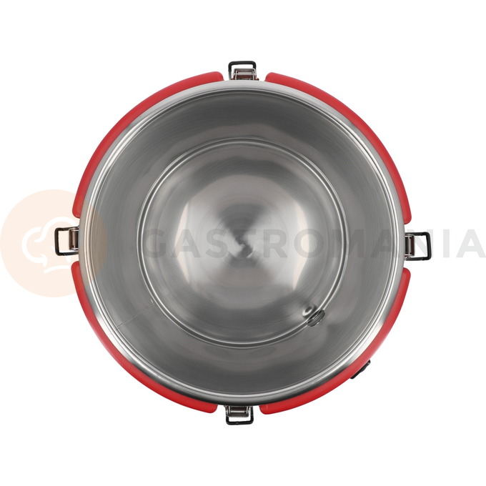 Pojemność: 30 l
Średnica zewnętrzna: 410 mm
Średnica wewnętrzna: 350 mm
Wysokość zewnętrzna: 380 mm
Wysokość wewnętrzna: 320 mm
Materiał zbiornika: stal nierdzewna
Materiał obudowy: PE
Podwójne ściany: tak
Uchwyt: x2
Zatrzaski: x4
Zawór dekompresyjny: tak
Uszczelka silikonowa: tak
Izolacja termiczna: tak
Wzrost temperatury: 4 h: -3~0 ˚C
Spadek temperatury: 4 h: 85~80 ˚C
Możliwość piętrowania: tak, o tej samej pojemności
Łatwe czyszczenie: tak
Odporność na uszkodzenia mechaniczne: tak
Odporność na działanie kwasów organicznych i detergentów: tak | YG-09233, Termos transportowy okrągły z kranikiem 30 l