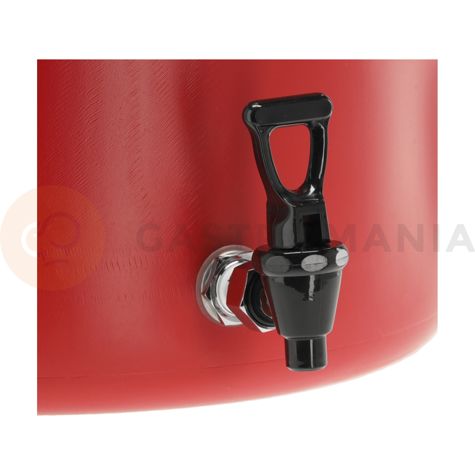 Pojemność: 30 l
Średnica zewnętrzna: 410 mm
Średnica wewnętrzna: 350 mm
Wysokość zewnętrzna: 380 mm
Wysokość wewnętrzna: 320 mm
Materiał zbiornika: stal nierdzewna
Materiał obudowy: PE
Podwójne ściany: tak
Uchwyt: x2
Zatrzaski: x4
Zawór dekompresyjny: tak
Uszczelka silikonowa: tak
Izolacja termiczna: tak
Wzrost temperatury: 4 h: -3~0 ˚C
Spadek temperatury: 4 h: 85~80 ˚C
Możliwość piętrowania: tak, o tej samej pojemności
Łatwe czyszczenie: tak
Odporność na uszkodzenia mechaniczne: tak
Odporność na działanie kwasów organicznych i detergentów: tak | YG-09233, Termos transportowy okrągły z kranikiem 30 l