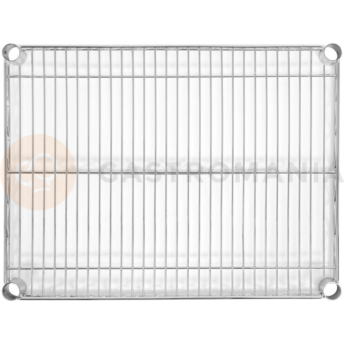 Półka regału o wymiarze 457 x 600 mm ze stali chromowanej.
Półka Yato przeznaczona do ażurowego regału, doskonale sprawdzającego się w kuchniach, magazynach, sklepach, warsztatach. Wzmocnienie sprawia, że nośność każdej półki wynosi aż 200 kg, a całego regału - 800 kg. Chromowana powierzchnia gwarantuje ochronę przed korozją i uszkodzeniami eksploatacyjnymi, a druciana konstrukcja zapewnia produktom idealną wentylację.
• wysokość półek można swobodnie regulować na słupkach
• półka jest sprzedawana w kompletach po 4 szt
• regał nadaje się do samodzielnego montażu i jest łatwy do utrzymania w czystości
• gotowy regał składa się z 4 półek i 4 słupków - zestawy półek i słupków należy zakupić osobno
• w zestawie znajdują się 4 komplety klipsów montażowych

Informacje:
• nośność: 200 kg
• szerokość: 600 mm
• głębokość: 457 mm
• grubość drutu: 3,4 mm
• grubość rantu: 4,6 mm
• grubość wzmocnienia półki: 6,1 mm

 | YG-09050, Półka do regału ażurowego 457x600 mm