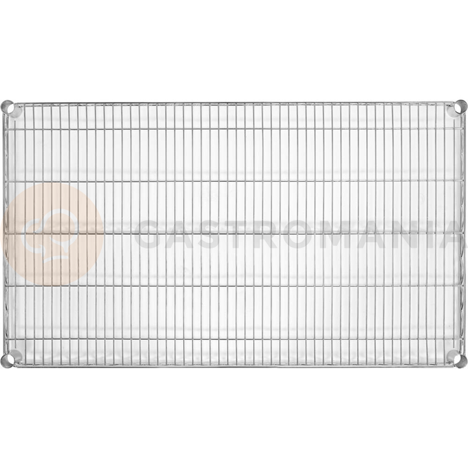 Półka regału o wymiarze 610 x 1060 mm ze stali chromowanej.
Półka Yato przeznaczona do ażurowego regału, doskonale sprawdzającego się w kuchniach, magazynach, sklepach, warsztatach. Wzmocnienie sprawia, że nośność każdej półki wynosi aż 200 kg, a całego regału - 800 kg. Chromowana powierzchnia gwarantuje ochronę przed korozją i uszkodzeniami eksploatacyjnymi, a druciana konstrukcja zapewnia produktom idealną wentylację.
• wysokość półek można swobodnie regulować na słupkach
• półka jest sprzedawana w kompletach po 4 szt.
• regał nadaje się do samodzielnego montażu i jest łatwy do utrzymania w czystości
• gotowy regał składa się z 4 półek i 4 słupków - zestawy półek i słupków należy zakupić osobno
• w zestawie znajdują się 4 komplety klipsów montażowych

Informacje
• nośność: 200 kg
• szerokość: 1060 mm
• głębokość: 610 mm
• grubość drutu: 3,4 mm
• grubość rantu: 4,6 mm
• grubość wzmocnienia półki: 6,1 mm

 | YG-09056, Półka do regału ażurowego 610x1060 mm
